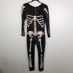 Glow in the Dark Skeleton Catsuit Bodysuit M NEW